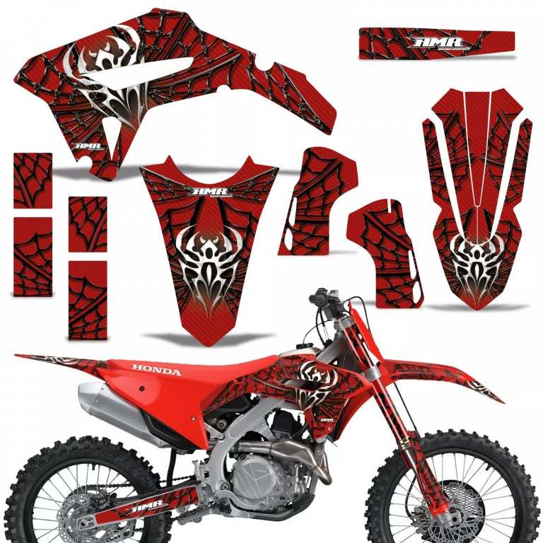 Widow Maker Background = Red, Design color = Black without number plates for Honda CRF450R/RW 2021-2024