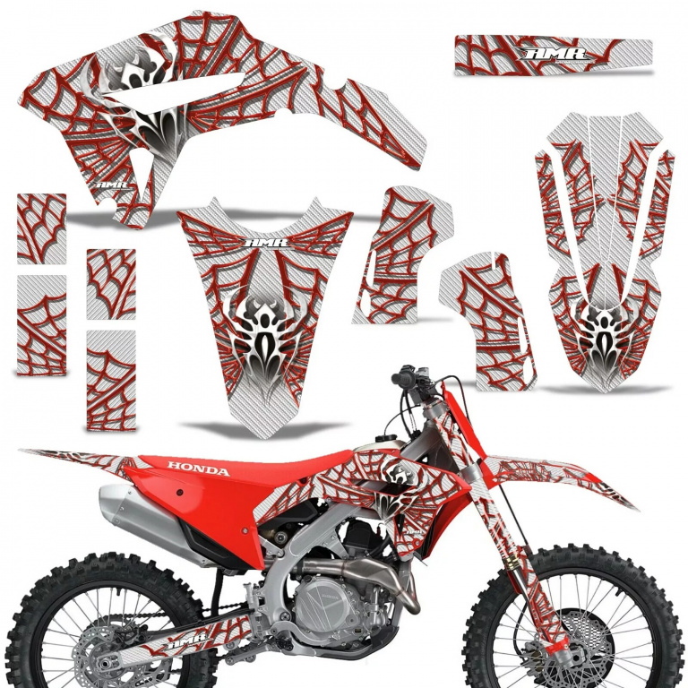 Widow Maker Background = White, Design color = Red without number plates for Honda CRF450R/RW 2021-2024
