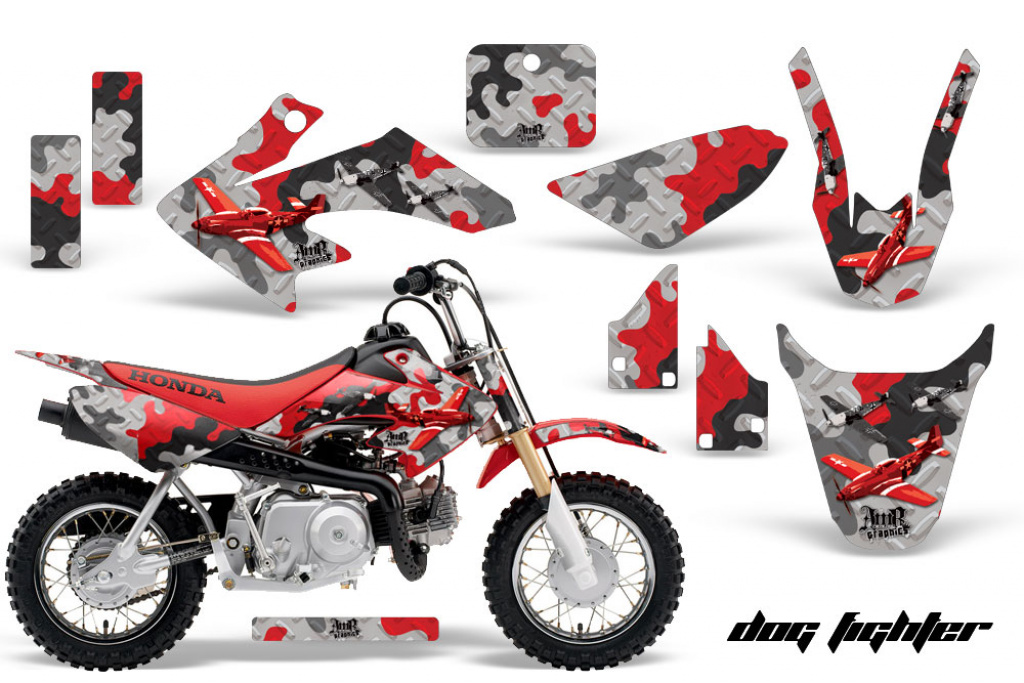 Dog Fighter Red with number plates for Honda CRF50 2004-2013