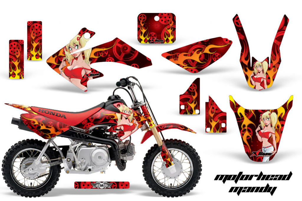 Motorhead Mandy Red with number plates for Honda CRF50 2004-2013