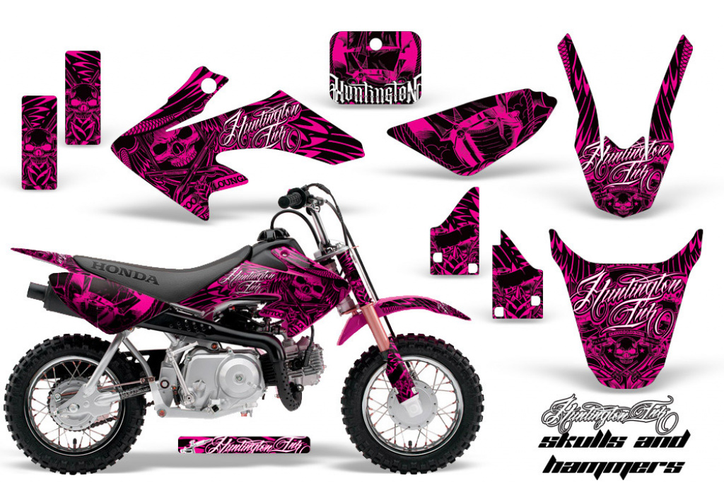 Skulls N Hammer Pink with number plates for Honda CRF50 2004-2013
