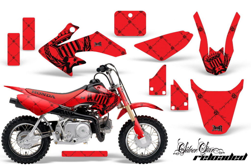 SilverStar - Reloaded Background = Rot, Design color = Black with number plates for Honda CRF50 2004-2013