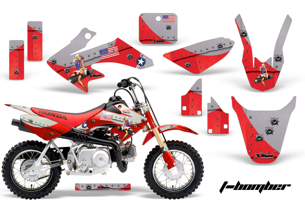 T-Bomber Red with number plates for Honda CRF50 2004-2013