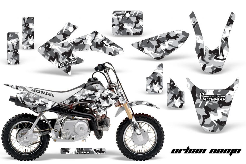 Urban Camo White with number plates for Honda CRF50 2004-2013