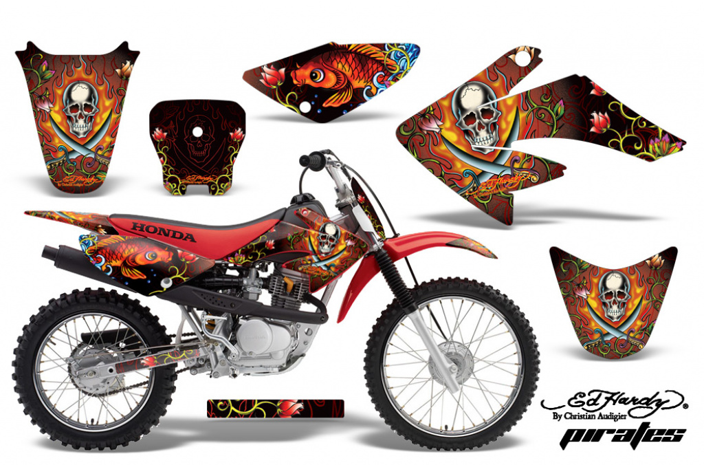 Ed-Hardy - Pirates Red with number plates for Honda CRF70 2004-2015