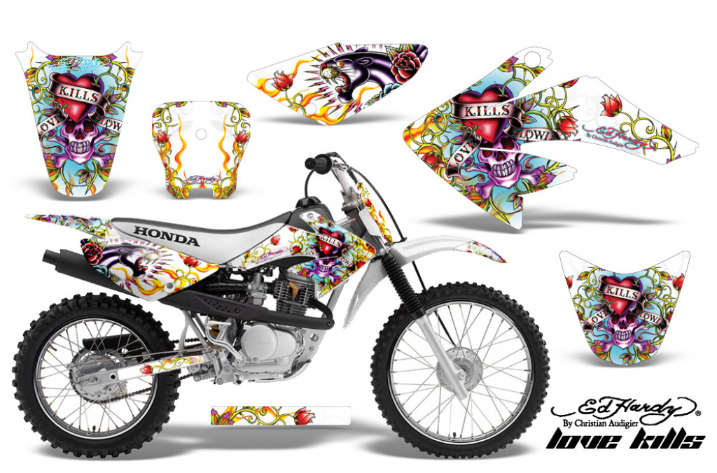 Ed-Hardy - Love Kills White with number plates for Honda CRF80/CRF100 2004-2010