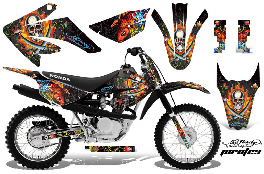 Ed-Hardy - Pirates Red with number plates for Honda CRF80/CRF100 2011-2016