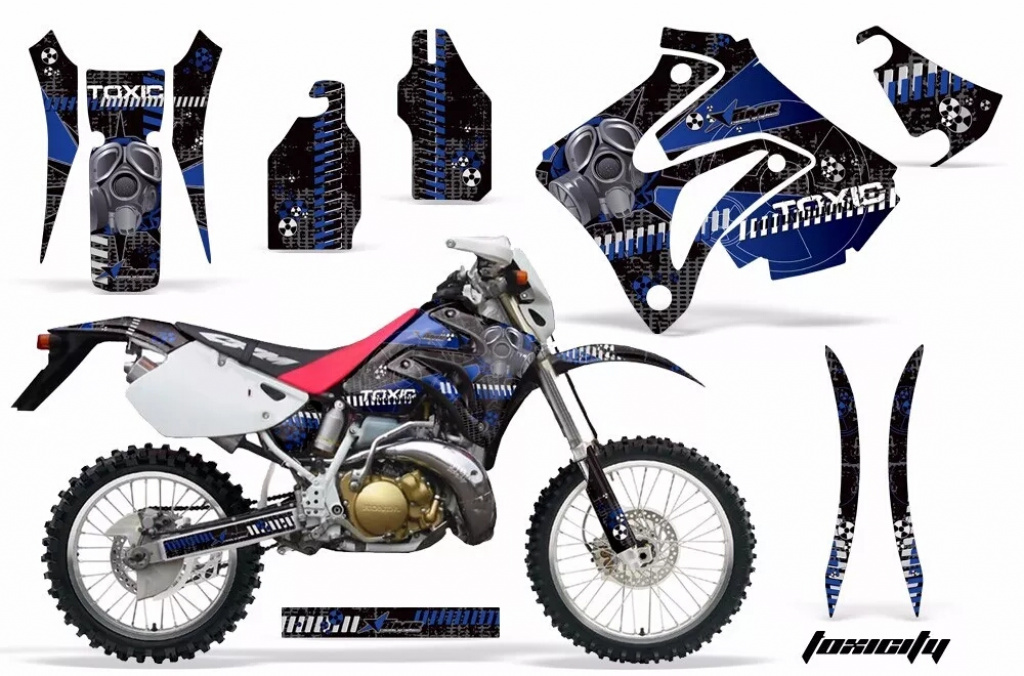 Toxicity Hintergrund = Schwarz, Designfarbe = Blau ohne Nummernfeldern für Honda CRM 250 AR 1989-1999