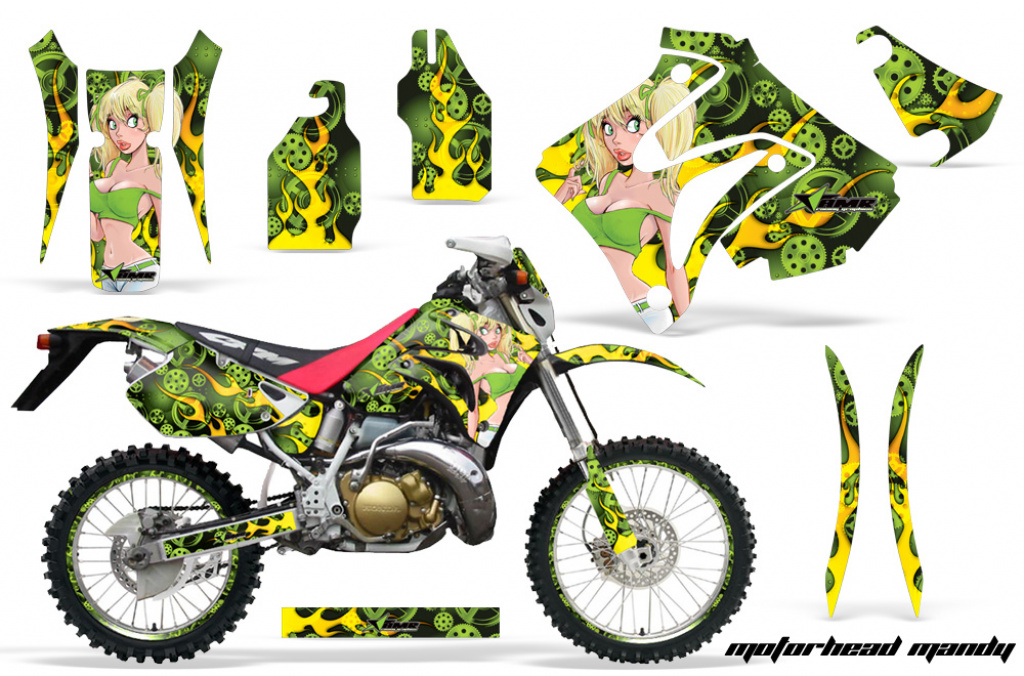 Motorhead Mandy Grün mit Nummernfeldern für Honda CRM 250 AR 1989-1999