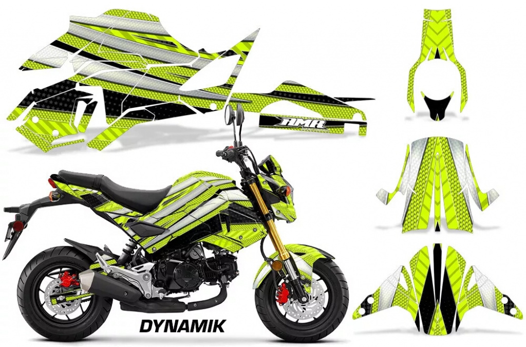 Dynamik Background = Yellow, Design color = Black for Honda Grom 125 2017-2020