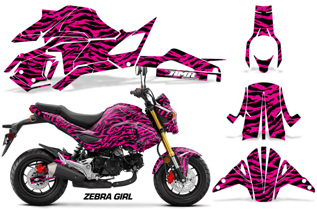 Zebra Girl Background = Black, Design color = Pink for Honda Grom 125 2017-2020