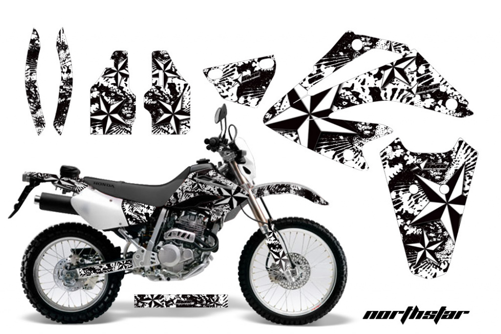 Northstar Hintergrund = Weiß, Designfarbe = Weiß ohne Nummernfeldern für Honda XR250 SM 2003-2005