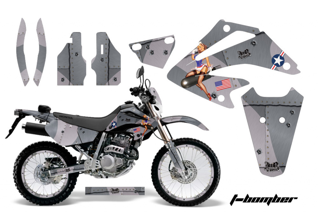 T-Bomber Silber mit Nummernfeldern für Honda XR250 SM 2003-2005