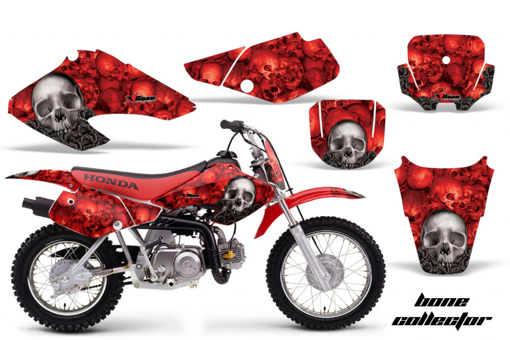 Bone Collector Red with number plates for Honda XR70 2001-2003