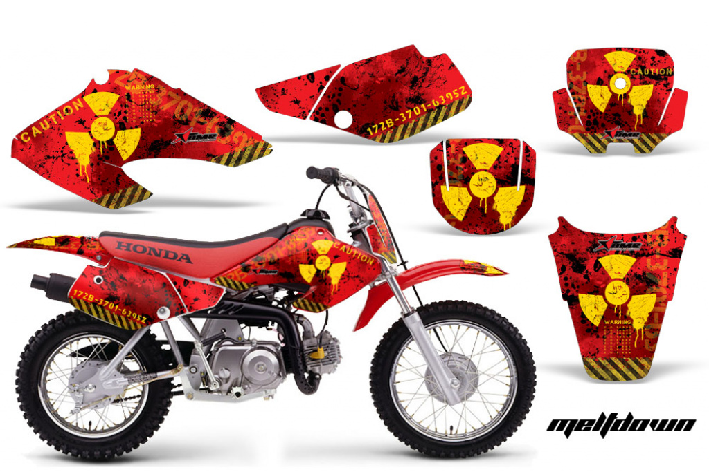 Meltdown Background = Red, Design color = Yellow with number plates for Honda XR70 2001-2003