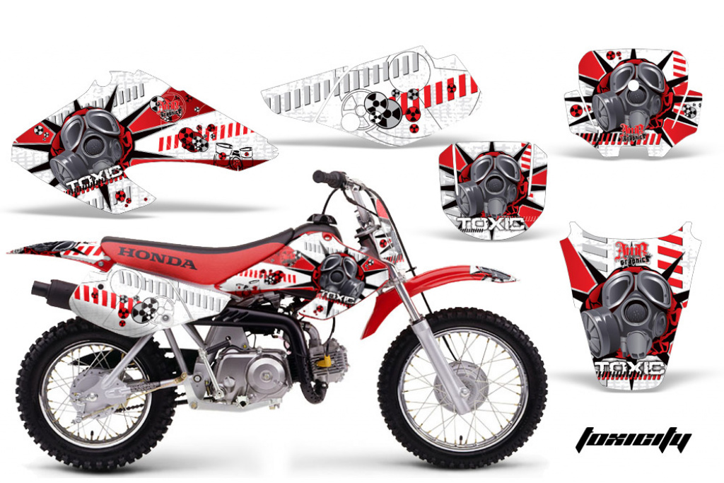 Toxicity Background = White, Design color = Red with number plates for Honda XR70 2001-2003