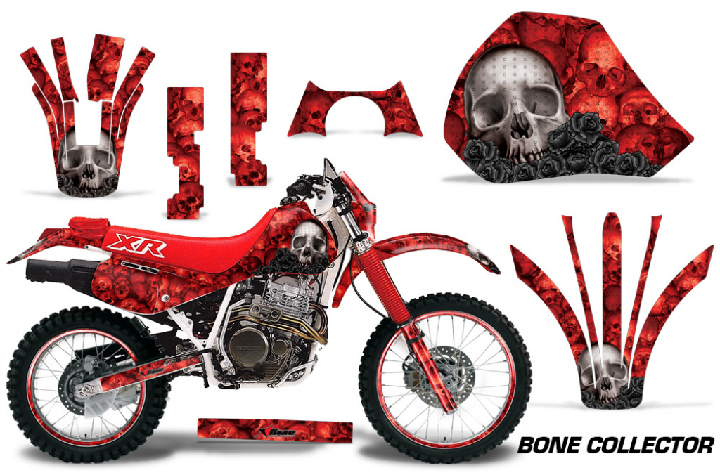 Bone Collector Rot mit Nummernfeldern für Honda XR600R 1988-2000