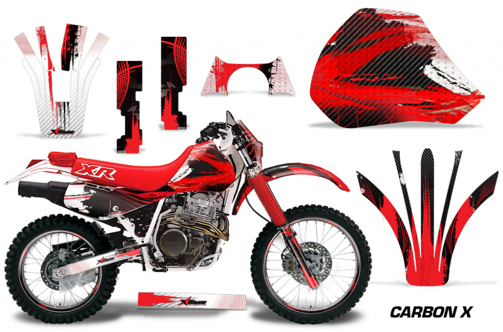 Carbon-X Rot mit Nummernfeldern für Honda XR600R 1988-2000