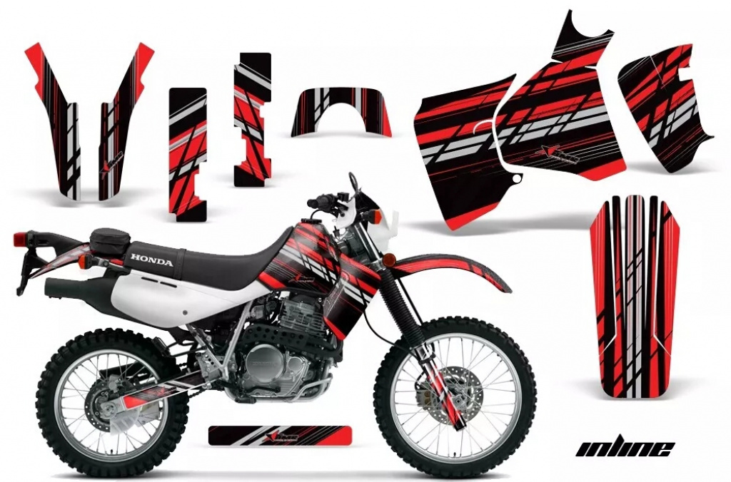 In Line Hintergrund = Schwarz, Designfarbe = Rot ohne Nummernfeldern für Honda XR650L 1993-2018