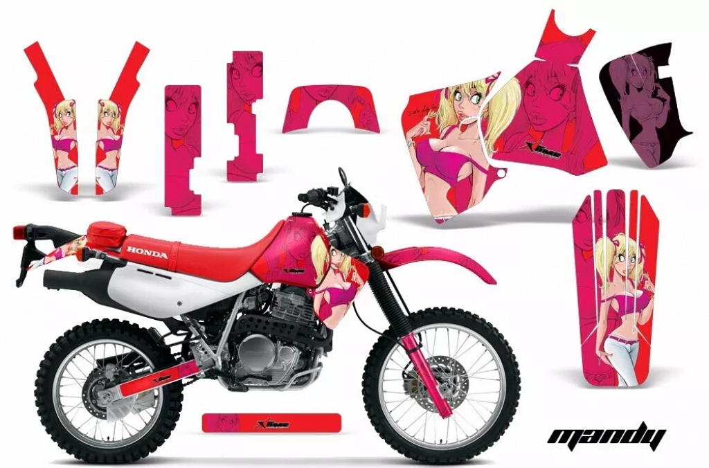 Mandy Hintergrund = Rot, Designfarbe = Pink ohne Nummernfeldern für Honda XR650L 1993-2018