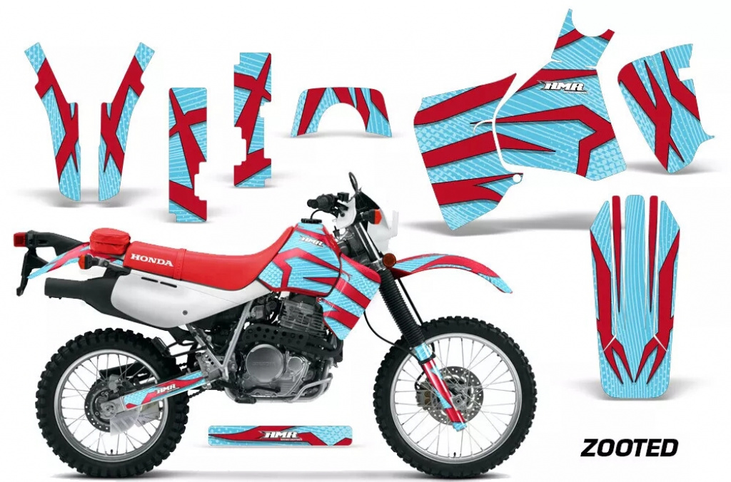 Zooted Background = Blau, Design color = Rot without number plates for Honda XR650L 1993-2018