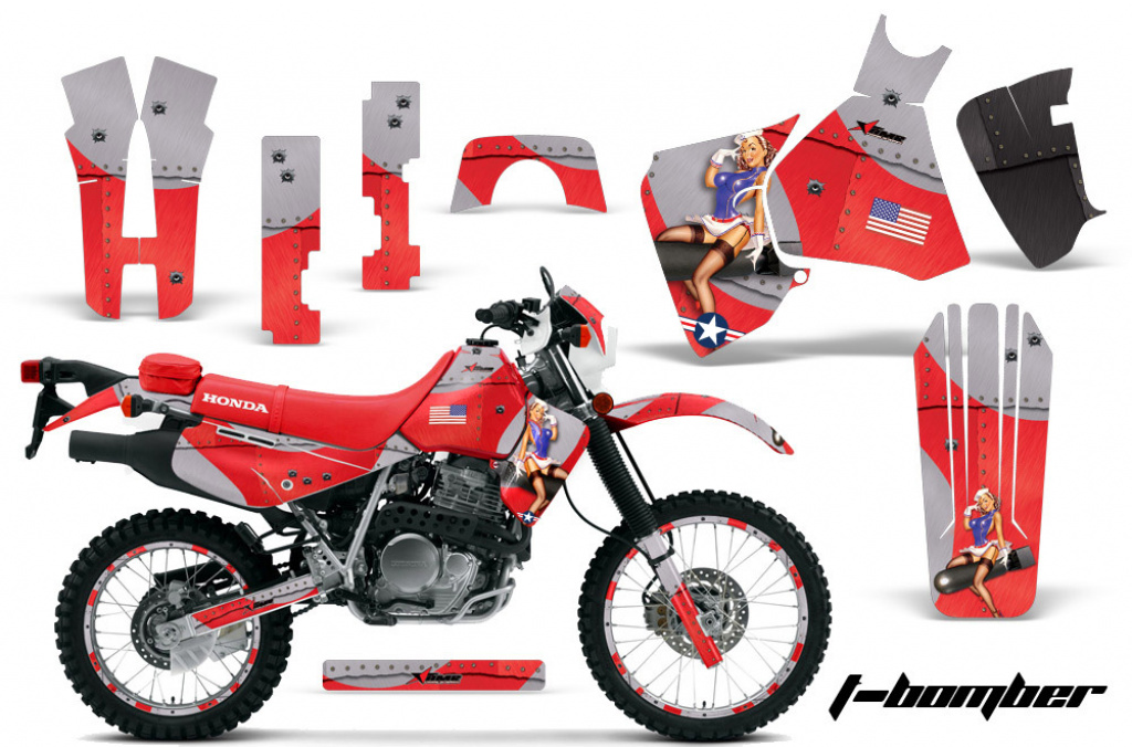 T-Bomber Rot mit Nummernfeldern für Honda XR650L 1993-2018