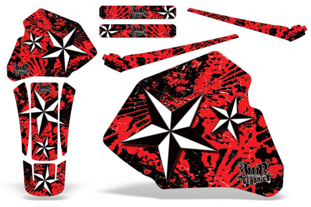 Northstar Background = Red, Design color = White without number plates for Honda XR80/XR100 1985-2000