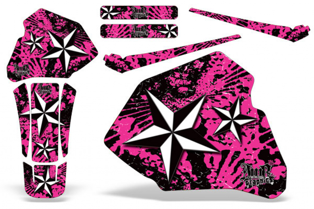 Northstar Background = Pink, Design color = White without number plates for Honda XR80/XR100 1985-2000