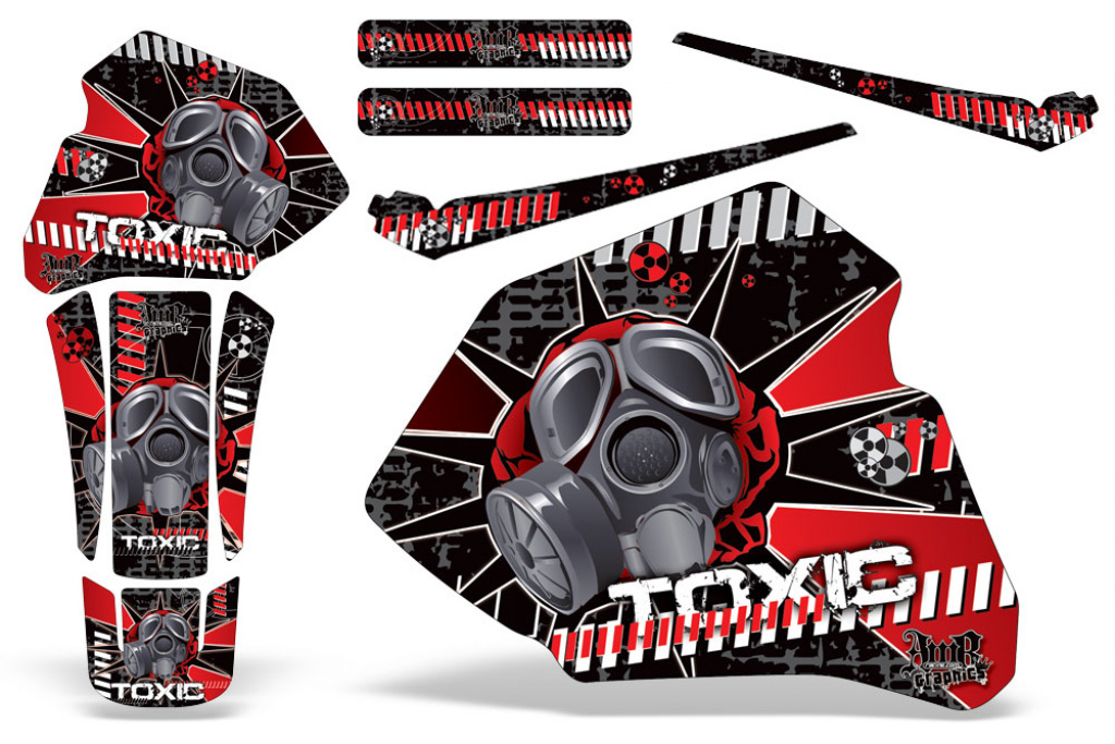 Toxicity Background = Black, Design color = Red without number plates for Honda XR80/XR100 1985-2000