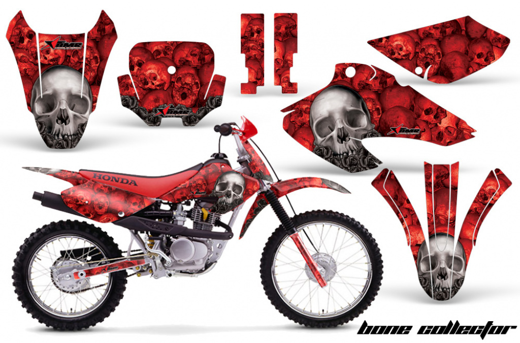 Bone Collector Red with number plates for Honda XR80/XR100 2001-2003