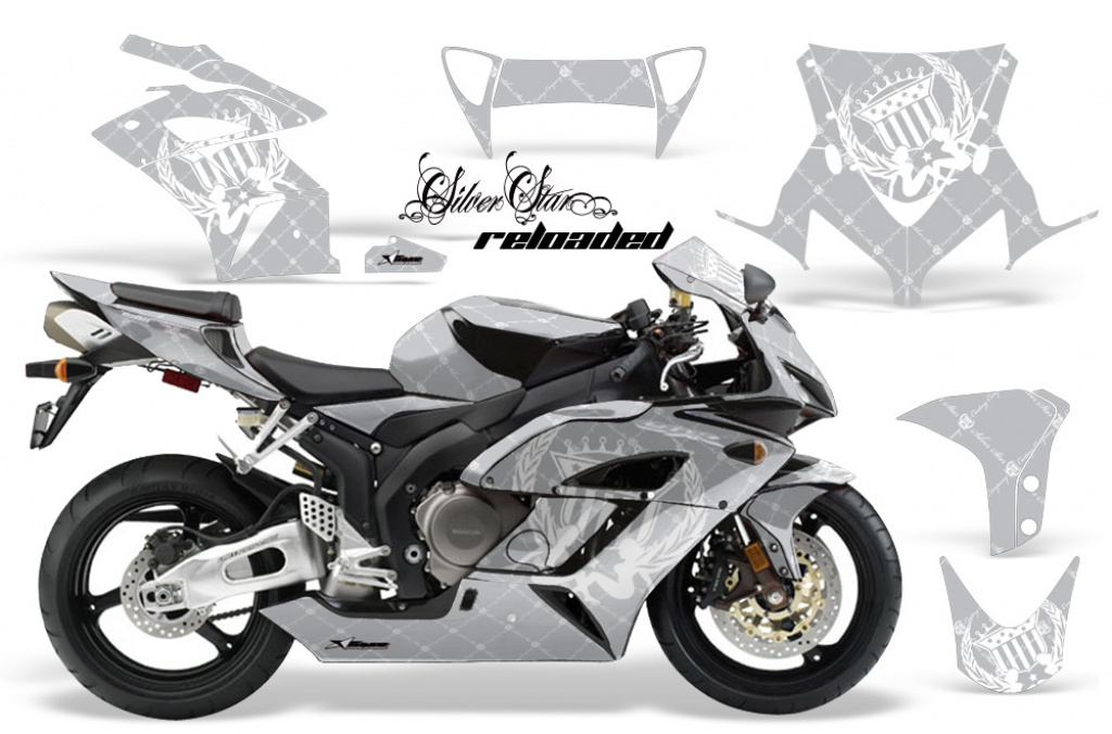 SilverStar - Reloaded Hintergrund = Silber, Designfarbe = White für Honda Sport Bike CBR 1000RR 2004-2005