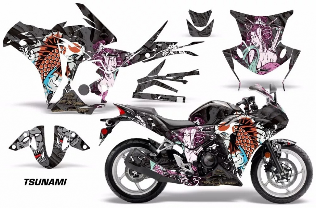 Tsunami Schwarz für Honda Sport Bike CBR 250R 2010-2013