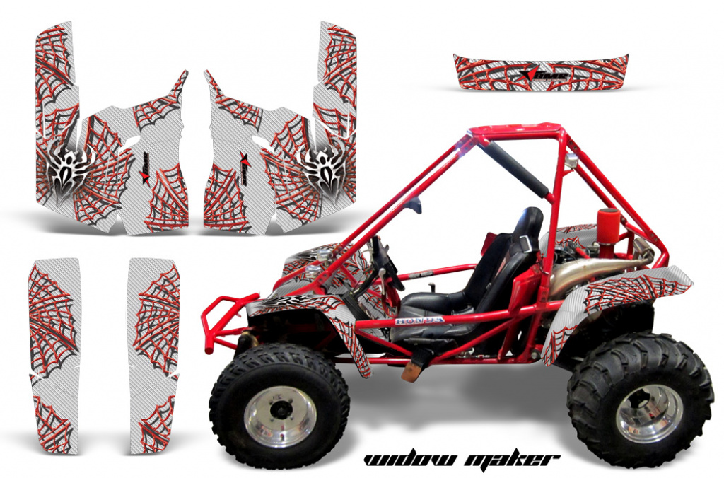Widow Maker Hintergrund = Weiß, Designfarbe = Rot für Honda Odyssey FL350 SxS 1985