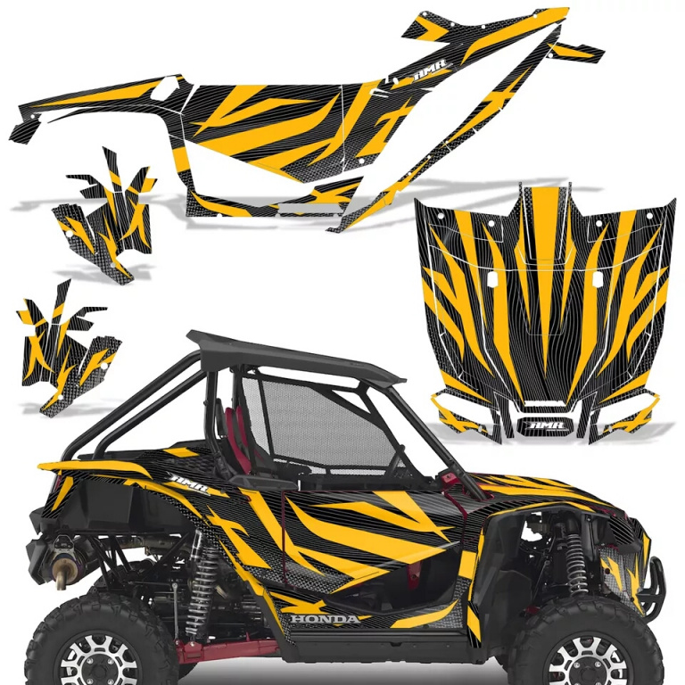 Zooted Background = Black, Design color = Yellow for Honda Talon 1000X/R 2 Door 2019-2022