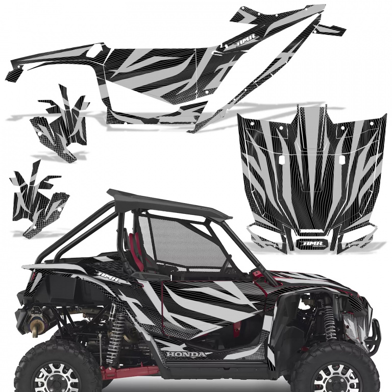 Zooted Background = Black, Design color = Silver for Honda Talon 1000X/R 2 Door 2019-2022