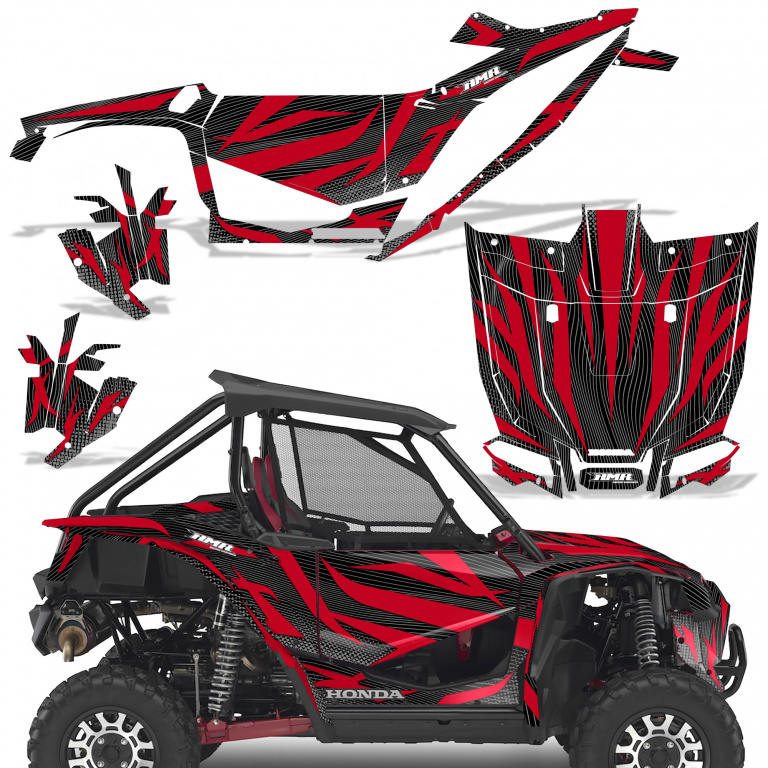 Zooted Background = Black, Design color = Red for Honda Talon 1000X/R 2 Door 2019-2022