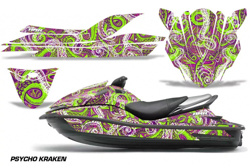 Psycho Kraken Hintergrund = Pink, Designfarbe = Grün für Kawasaki 250X/260X/260LX 2007-2012