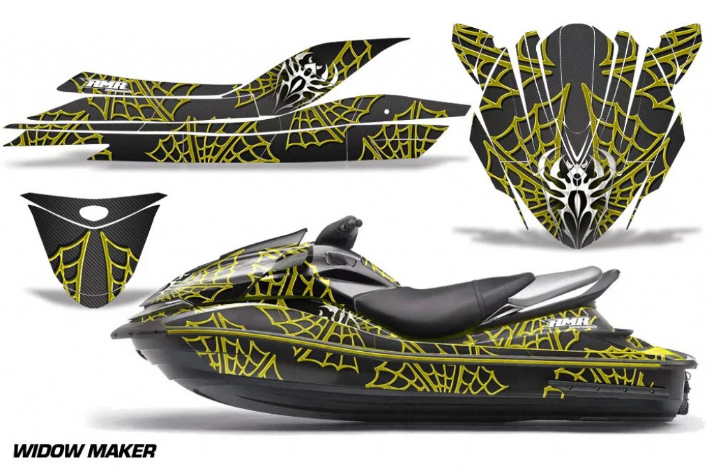 Widow Maker Hintergrund = Schwarz, Designfarbe = Gelb für Kawasaki 250X/260X/260LX 2007-2012