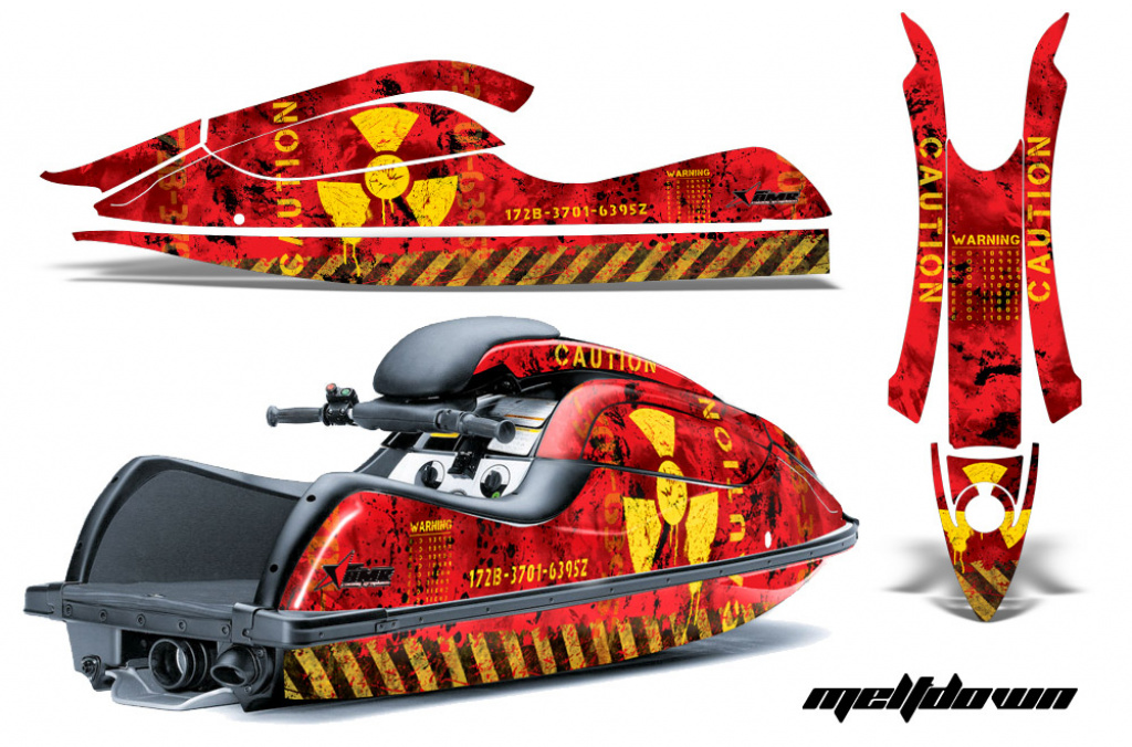 Meltdown Hintergrund = Rot, Designfarbe = Gelb für Kawasaki 800 SX/SX-R/R 2003-2012