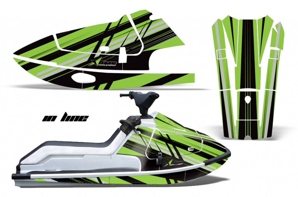 In Line Hintergrund = Schwarz, Designfarbe = Grün für Kawasaki K2 650 1986-1995