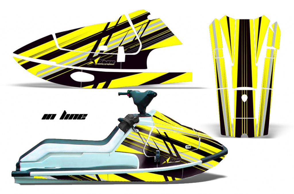 In Line Hintergrund = Schwarz, Designfarbe = Gelb für Kawasaki K2 650 1986-1995