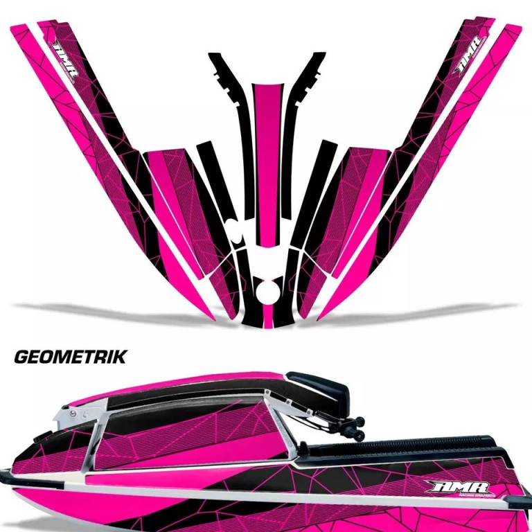 Geometrik Hintergrund = Schwarz, Designfarbe = Pink für Kawasaki 440/550 SX 1982-1995