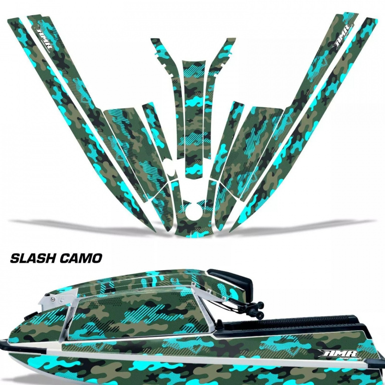 Slash Camo Teal Blau für Kawasaki 440/550 SX 1982-1995