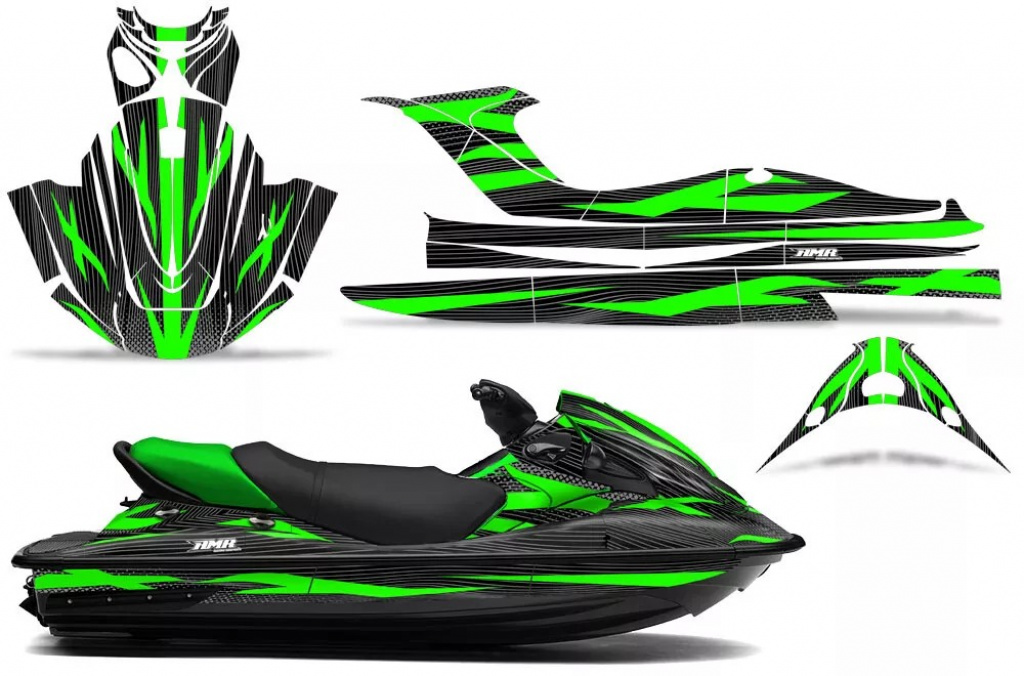 Zooted Hintergrund = Schwarz, Designfarbe = Grün für Kawasaki STX15F 2003-2019
