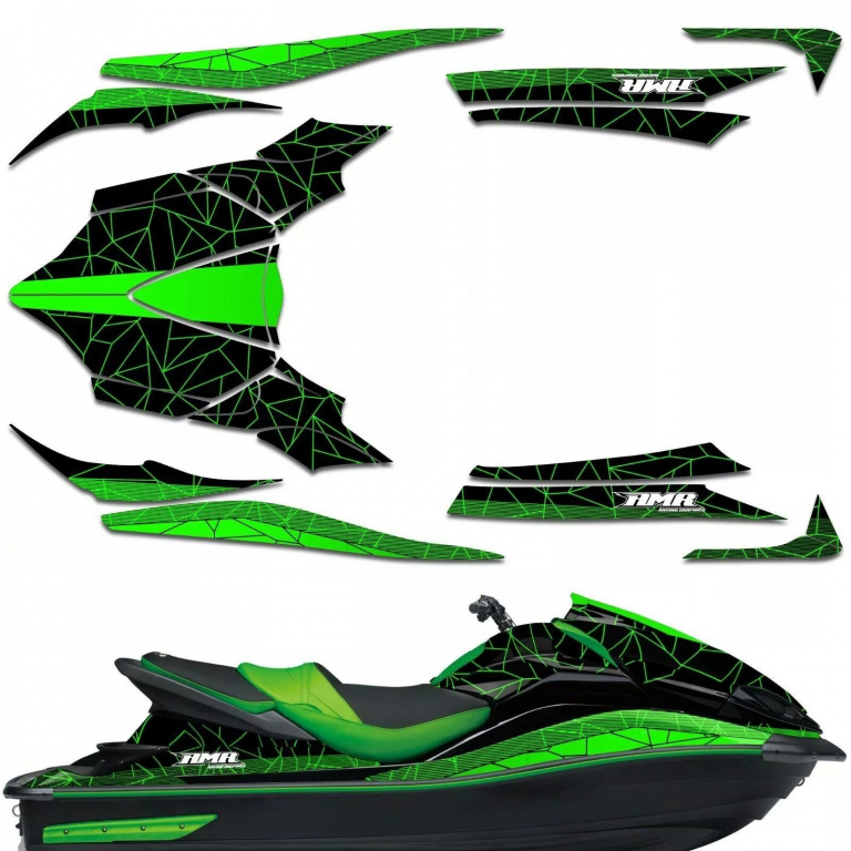 Geometrik Hintergrund = Schwarz, Designfarbe = Grün für Kawasaki Ultra 300X/310X 2011-2021