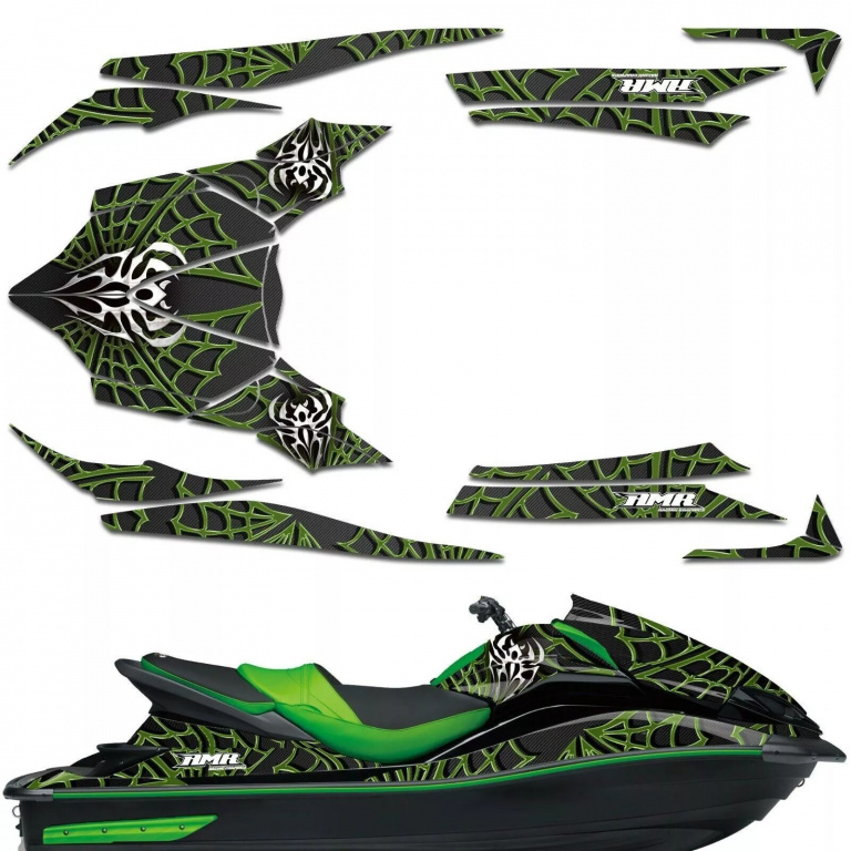 Widow Maker Hintergrund = Schwarz, Designfarbe = Grün für Kawasaki Ultra 300X/310X 2011-2021