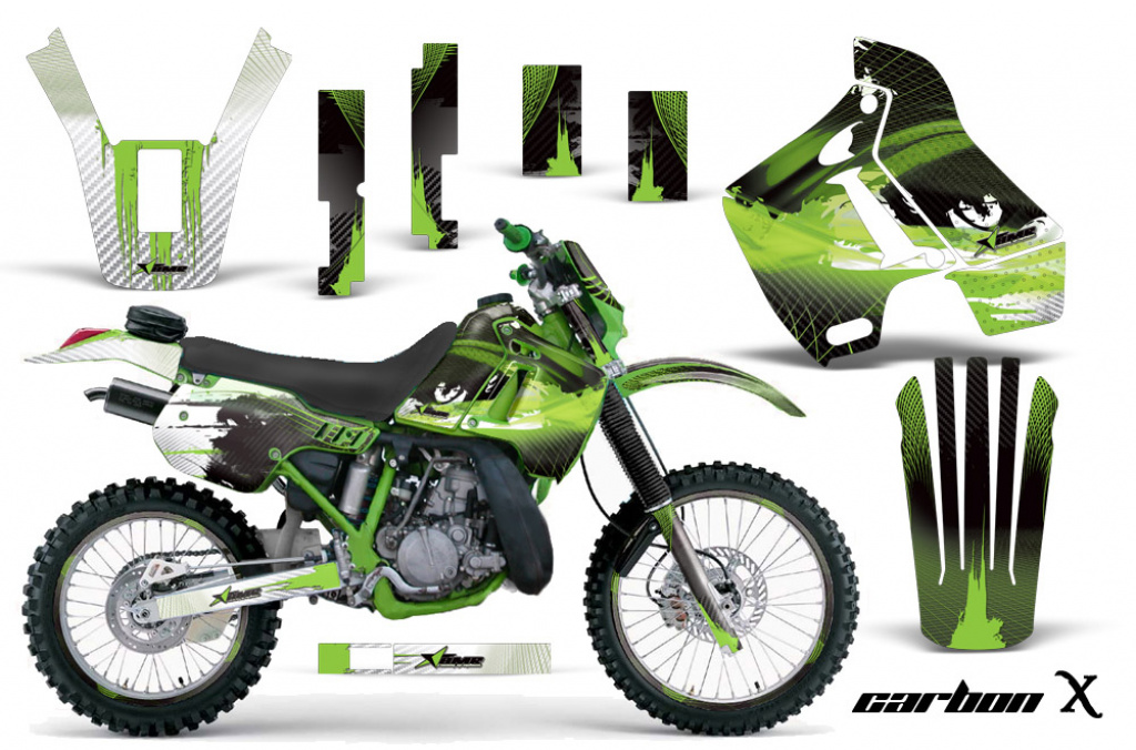 Carbon-X Grün mit Nummernfeldern für Kawasaki KDX200 1989-1994