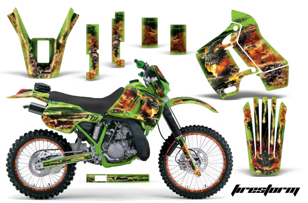 Firestorm Grün mit Nummernfeldern für Kawasaki KDX200 1989-1994