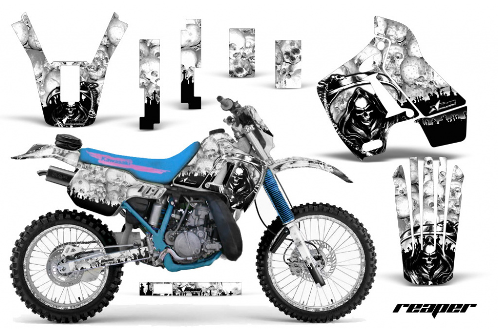 Reaper Weiß mit Nummernfeldern für Kawasaki KDX200 1989-1994