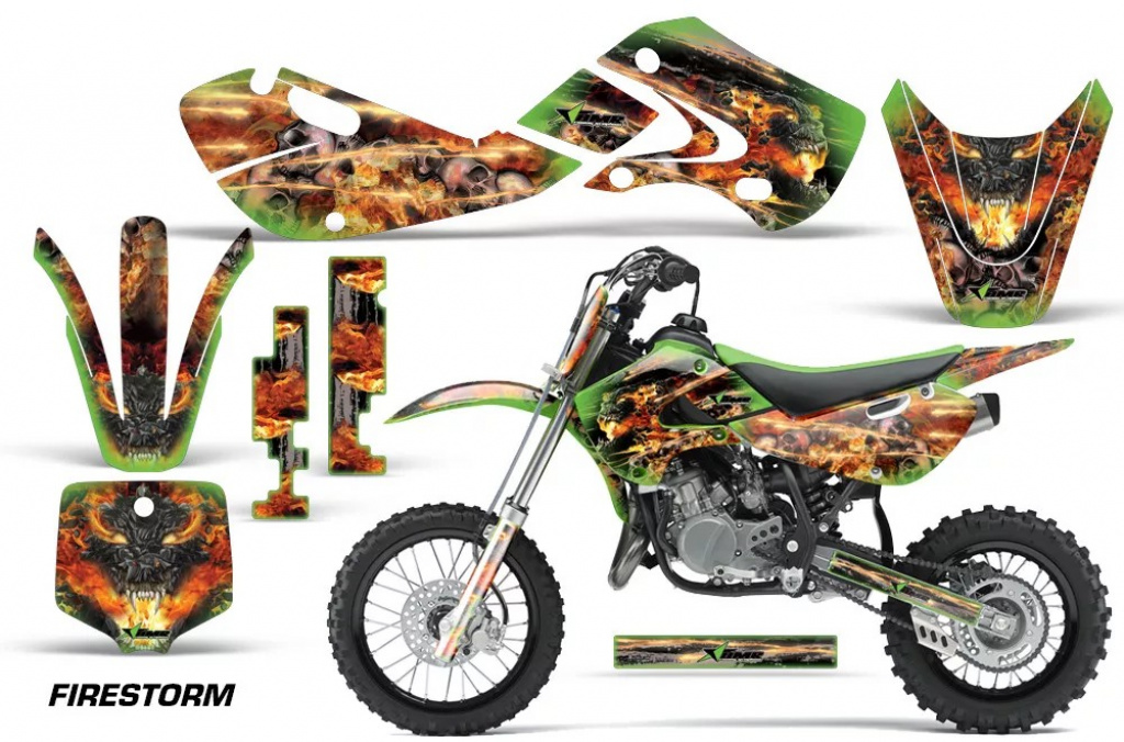 Firestorm Green with number plates for Kawasaki KLX110 2002-2009